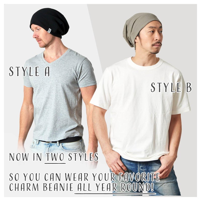 CHARM Slouch Beanie Hat for Mens and Women - Baggy Slouchy Stretchy Elastic Womens Cotton Chemo Hat Japanese Korean Fashion Men Style Light Gray Style A - Image 3